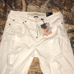 Guys ripped white shorts
